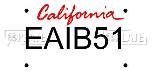 EAIB51 California License Plate