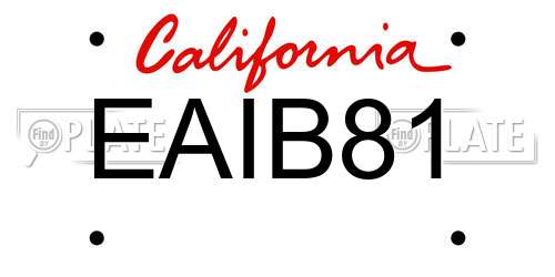 EAIB81 California License Plate