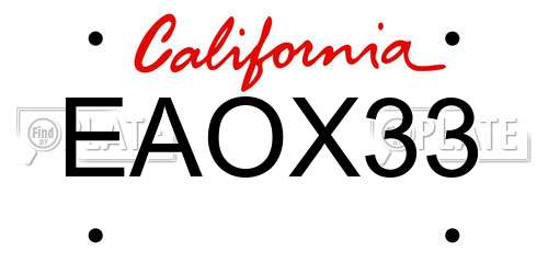EAOX33 California License Plate