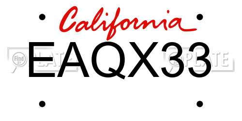 EAQX33 California License Plate