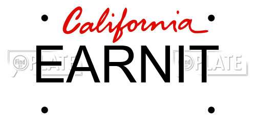 EARNIT California License Plate