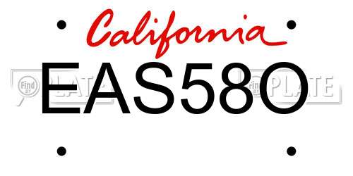 EAS58O California License Plate