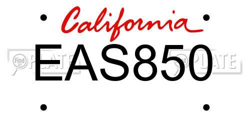 EAS850 California License Plate