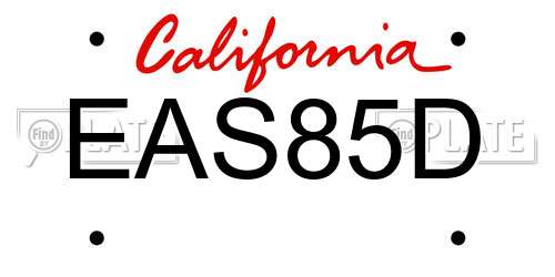 EAS85D California License Plate