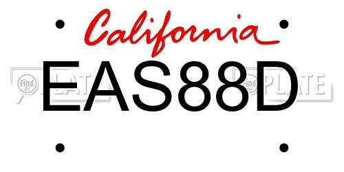 EAS88D California License Plate