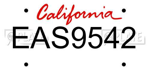 EAS9542 California License Plate