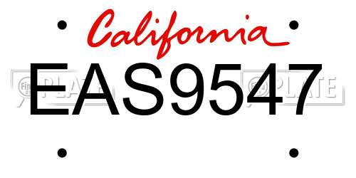 EAS9547 California License Plate
