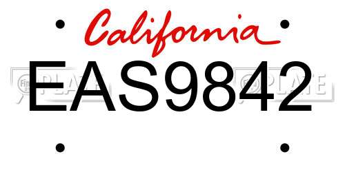 EAS9842 California License Plate