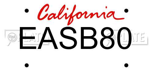 EASB80 California License Plate