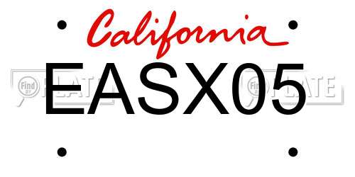 EASX05 California License Plate