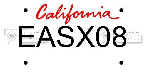 EASX08 California License Plate