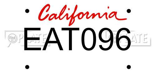 EAT096 California License Plate