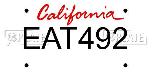 EAT492 California License Plate