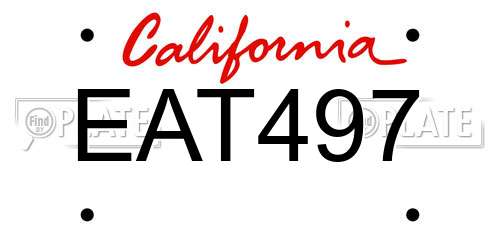 EAT497 California License Plate