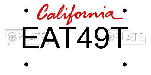 EAT49T California License Plate