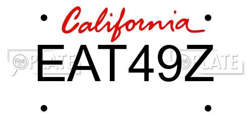 EAT49Z California License Plate