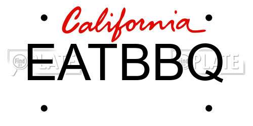 EATBBQ California License Plate