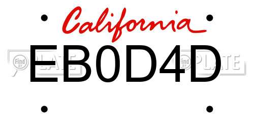 EB0D4D California License Plate