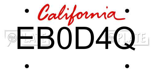 EB0D4Q California License Plate