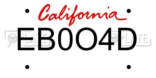 EB0O4D California License Plate
