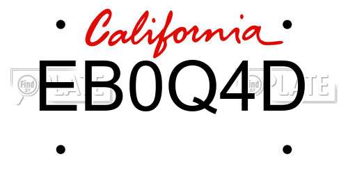 EB0Q4D California License Plate
