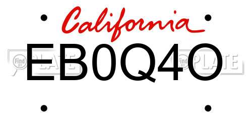 EB0Q4O California License Plate