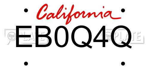 EB0Q4Q California License Plate