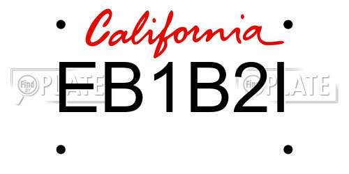 EB1B2I California License Plate
