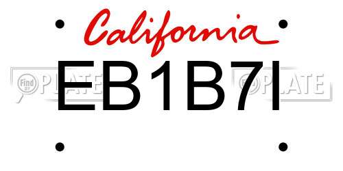 EB1B7I California License Plate