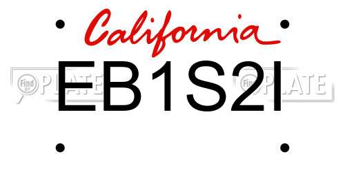 EB1S2I California License Plate