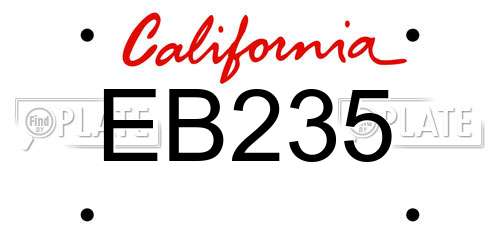 EB235 California License Plate