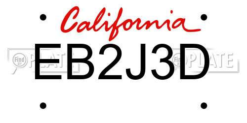 EB2J3D California License Plate