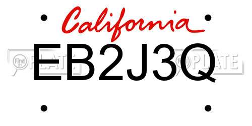 EB2J3Q California License Plate
