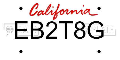 EB2T8G California License Plate