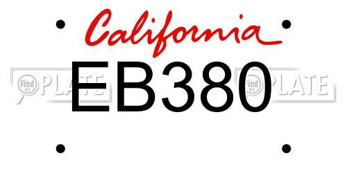 EB380 California License Plate