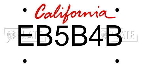 EB5B4B California License Plate