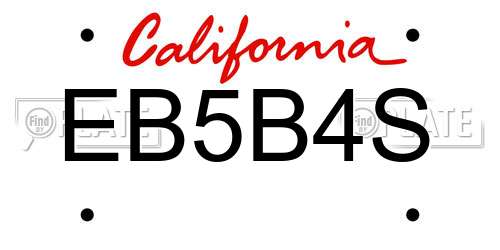EB5B4S California License Plate