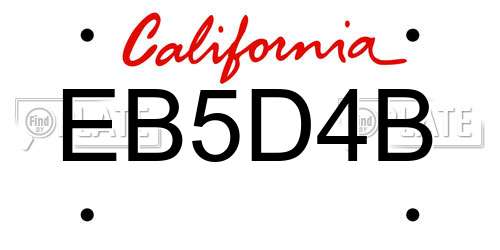 EB5D4B California License Plate