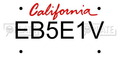 EB5E1V California License Plate