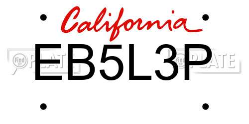 EB5L3P California License Plate