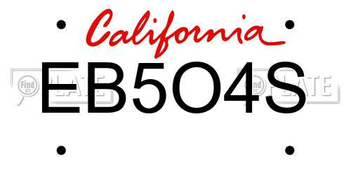 EB5O4S California License Plate