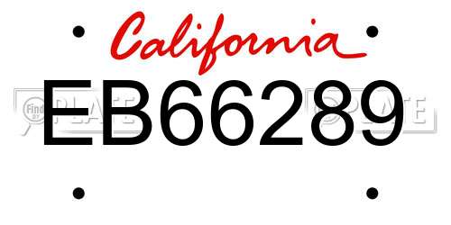 EB66289 California License Plate