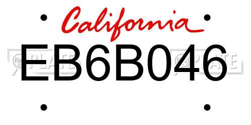 EB6B046 California License Plate
