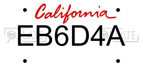 EB6D4A California License Plate