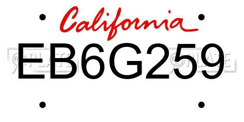 EB6G259 California License Plate