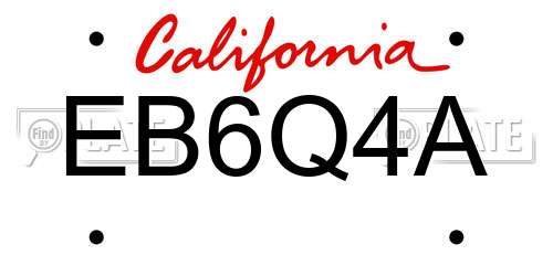 EB6Q4A California License Plate