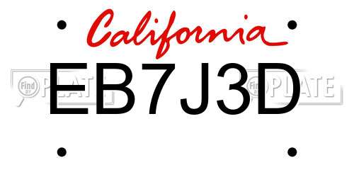 EB7J3D California License Plate