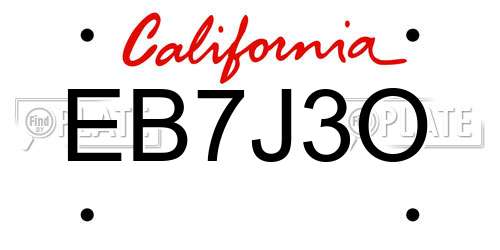 EB7J3O California License Plate