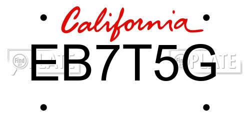 EB7T5G California License Plate