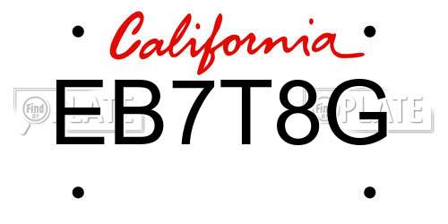 EB7T8G California License Plate